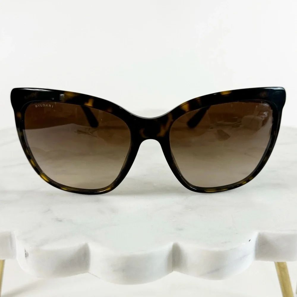 Bvlgari Tortoiseshell Cat Eye Sunglasses with Brown Gradient Lenses
